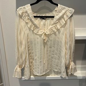 Zara long sleeve blouse with metallic thread